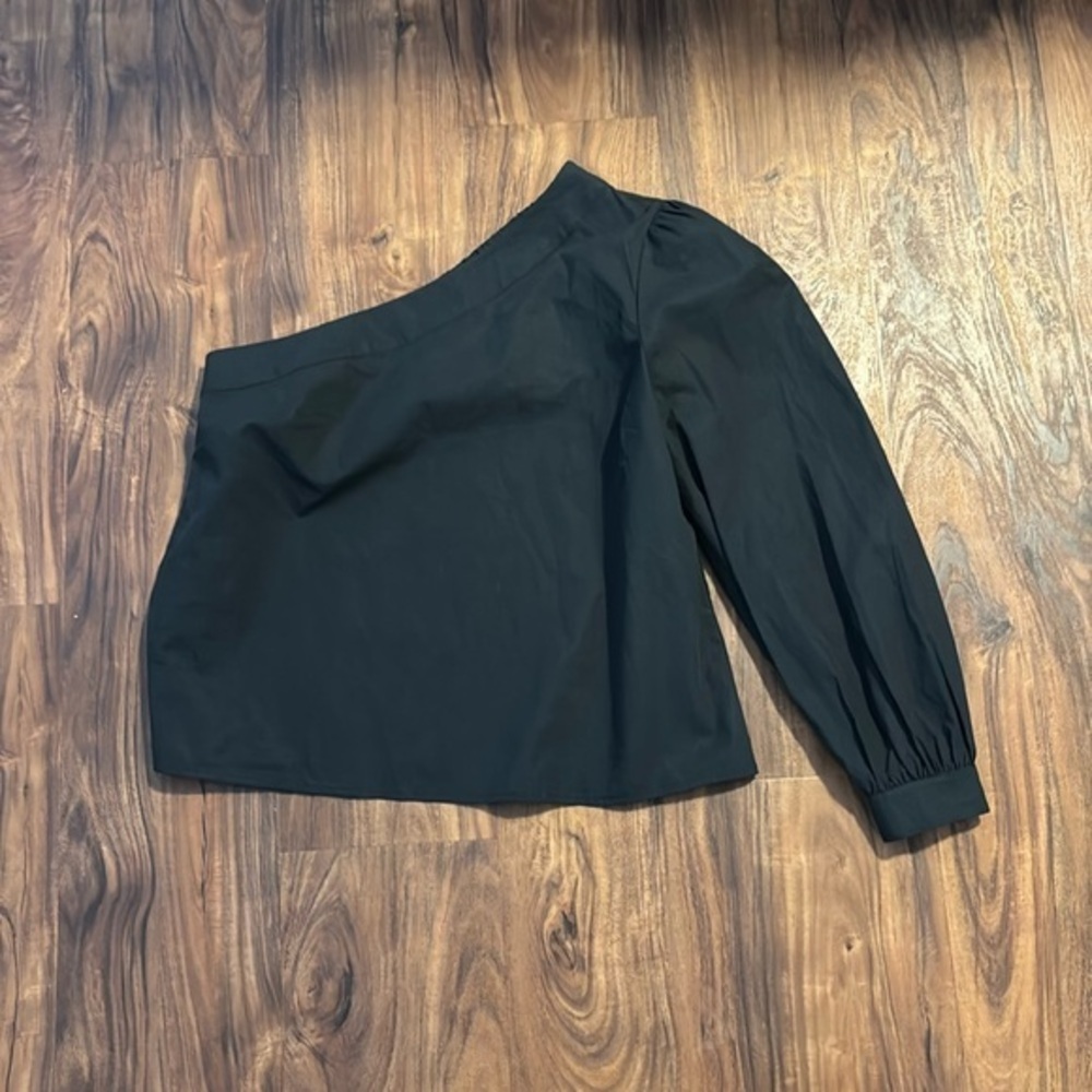 Rails Black One-Shoulder Long-Sleeve Top